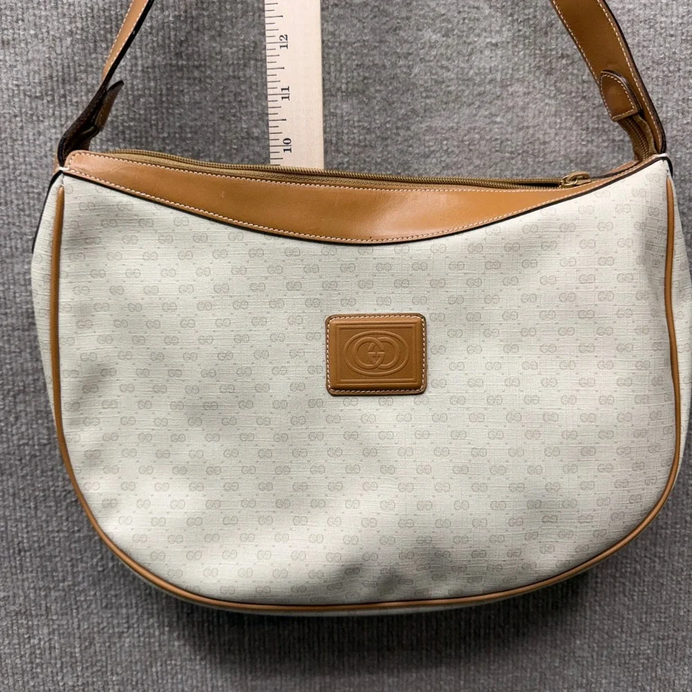 GUCCI GG Supreme‎ Hobo Bag Large Brown Beige Canvas Leather Shoulder Purse